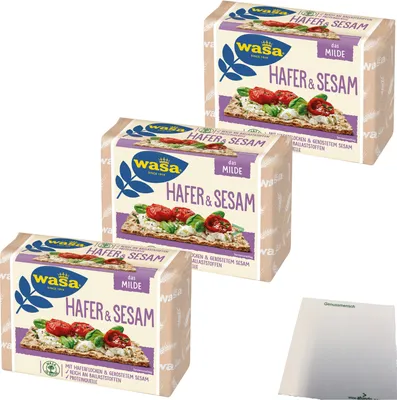 Produktbild von Wasa Knäckebrot Hafer & Sesam 3er Pack (3x230g Packung) + usy Block