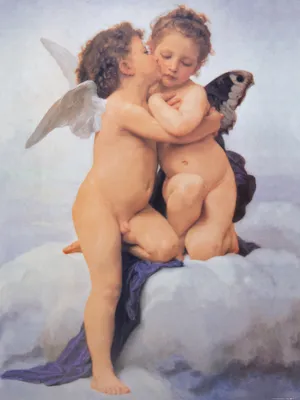 Zdjęcie produktu dla William-Adolphe Bouguereau Art Print Obraz - Pierwszy pocałunek, 1882 (80 x 60 cm)