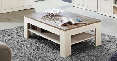Productafbeelding van Salontafel, woonkamertafel, grenen, wit, eikenhout, antiek, 120x75 cm, bijzettafel