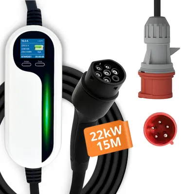 Image de Loady Mobile Wallbox, Type 2, CEE, 22kW, triphasé, 15m, 10-32A avec puissance de charge réglable, station de charge mobile