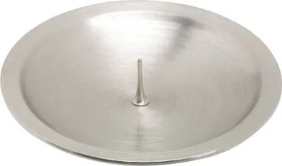Produktbild von Kerzenteller Messing Silber Matt Ø 8cm mit Dorn 0,5cm Dick Für Kerzen Bis Ø6cm.