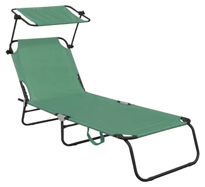 Immagine prodotto di Aga Lettino da giardino reclinabile con tettuccio Verde chiaro