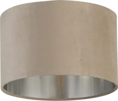 Produktbild von Lampenschirm Pendelleuchte Stoff Taupe Silber E14 E27 Ø28 cm rund Textil Ersatzschirm Hängelampe