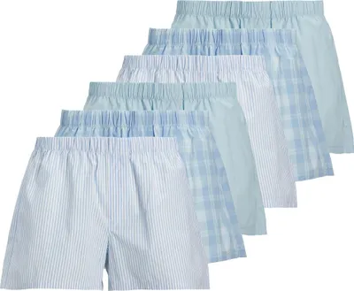 Produktbild von JACK&JONES Herren Web-Boxershorts, 6er Pack - JACMILANO WOVEN BOXERS 6 PACK , Baumwolle Hellblau L