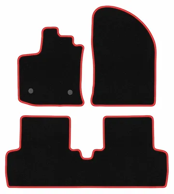 Produktbild von Fußmatten Automatten Velours Schwarz/Rot für Dacia Lodgy 2012- Set 3-tlg