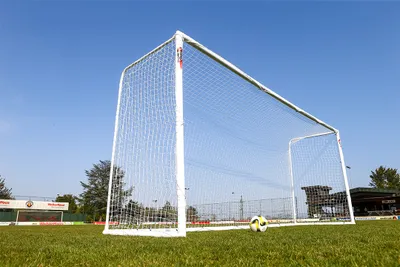 Produktbild von POWERSHOT Fußballtor PRO - In Deutschland hergestellt ! - 5 x 2m aus WETTERFESTES uPVC - Mit Klicksystem + Zubehör - JUGENDTOR