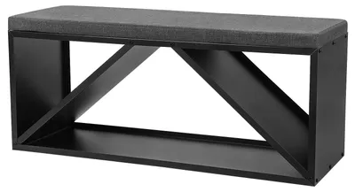 Produktbild von Ikodm Kaminholzregal mit Sitzbank und 4 cm Polster, Brennholzständer aus schwarzem Metall für Innen, 102 × 35 × 40 cm