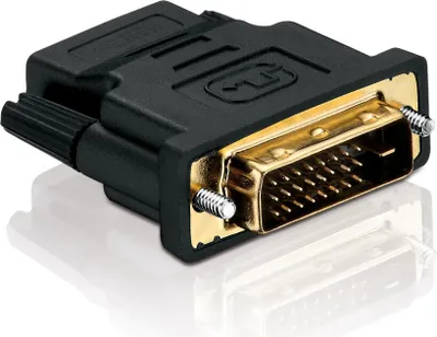 Produktbild von PureLink Videoadapter DVI-D Stecker zu HDMI Buchse 1080p Schwarz, vergoldete Steckkontakte, Daumenschrauben