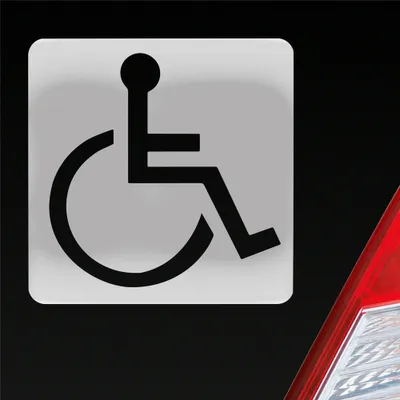 Produktbild von Auto Aufkleber Rollstuhlfahrer Warnhinweis Rollstuhl 10,5x10,5 cm Silber Sticker Heckscheibenaufkleber