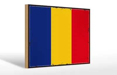 Produktbild von Holzschild Flagge Rumäniens 30x20cm Retro Flag of Romania