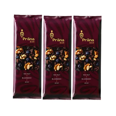 Produktbild von 3x35g Prana Superfood Bar Walnuss Heidelbeeren Acai / glutenfrei / ohne Zuckerzusatz / vegan