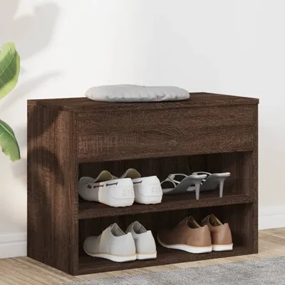 Produktbild von vidaXL Lavica na topánky hnedého dubového vzhľadu 60x30x45 cm odvodený drevený výrobok