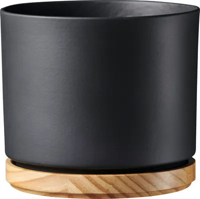 Produktbild von Blumentopf Soendgen Oslo Keramik Holz matt Ø 22 cm H 20 cm anthrazit
