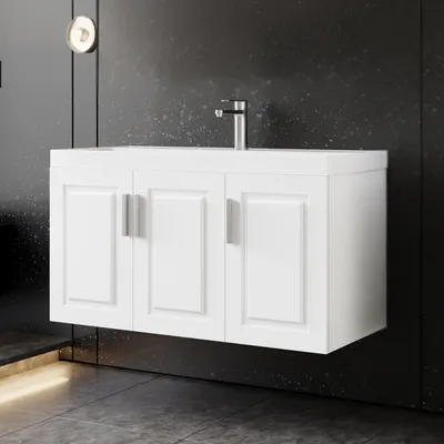 Produktbild von Waschtisch-Set Arin| Waschtisch mit Unterschrank Weiß Badschrank 100 Waschbecken