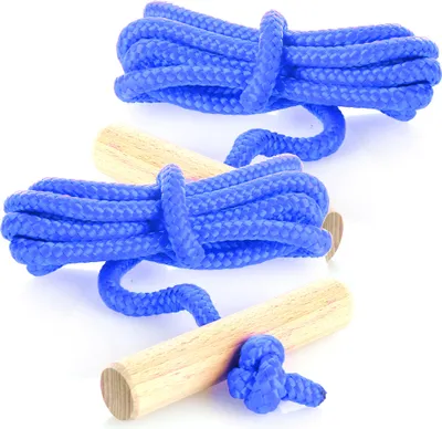 Produktbild von com-four® 2x Premium Schlittenleine mit Holzgriff, extra Starkes Rodelzubehör Zugseil für Schlitten,  Germany!