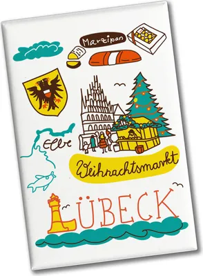 Produktbild von Lübeck Wimmelbild Souvenir Magnet - Weihnachtsmarkt