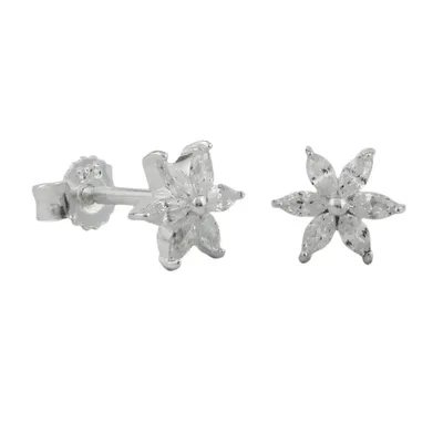 Produktbild von Ohrstecker Ohrring 8mm Blume oder Stern Zirkonia Silber 925