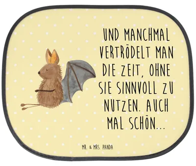 Produktbild von Mr. & Mrs. Panda Auto Sonnenblende Fledermaus Sitzen - Gelb Pastell - Geschenk, Scheibenschutz, Lustige Sprüche, Sonnenschutz, Autoscheibe, autofenster, Motivation