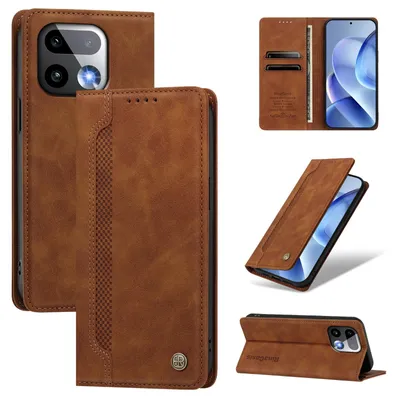 Produktbild von Handyhülle für Realme 16 Pro+, Leder Wallet Klapphülle mit Standfunktion, Stoßfeste Schutzhülle Braun