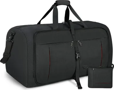 Immagine prodotto di Borsa da viaggio pieghevole 80L borsa sportiva nera con scomparto per le scarpe