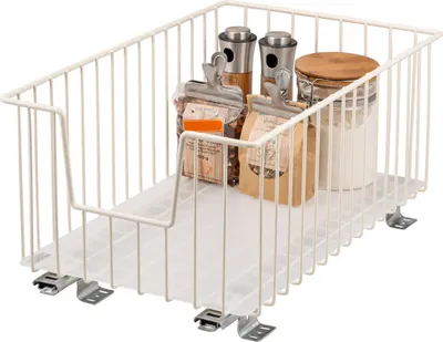 Produktbild von bremermann Schrank-Korbauszug 30 cm mit Einlegeboden, Küchenschublade zum Nachrüsten, Schrankauszug aus Metall, cremeweiß