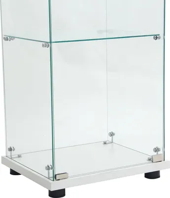 Produktbild von Glasvitrine Standvitrine,3 Lagen Glas Holz Vitrine Sammlervitrine Vitrinenschrank,1 Tür mit LED Und Schloss Glasvitrine Stehend Für Wohnzimmer Schlafzimmer Büro Weiß Standregal aus Glas