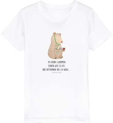 Produktbild von Mr. & Mrs. Panda Kleinkinder T-Shirt Bär Arzt 3-4 Jahre (98/104) - Weiß - Geschenk, Teenager, Kinder Mädchen, Kleinkind, Professorin, Teddy, Doktor, Kindershirt, Kurzarm