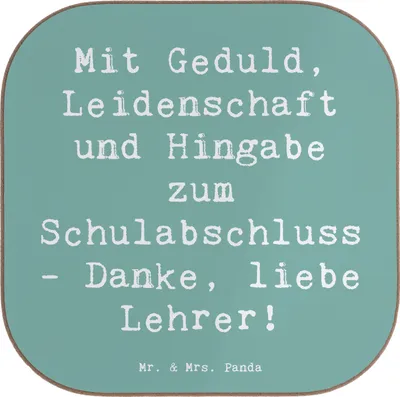 Produktbild von Mr. & Mrs. Panda Tischschoner Spruch Danke Lehrer - Meeresbrise - Geschenk, Bedanken, sagen, handgefertigt, Leidenschaft, Aufmerksamkeit, gläseruntersetzer, Hingabe