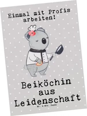 Produktbild von Mr. & Mrs. Panda Postkarte Beiköchin Leidenschaft - Grau Pastell - Geschenk, Ansichtskarten, Ansichtskarte, Grußkarte, Lustig, Gastronomie, Restaurant, Postkarten, Spruch
