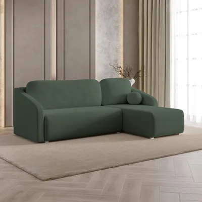 Produktbild von Masseno Ecksofa MARELLO mit Schlaffunktion L-Form, Sofa mit Bettkasten, Wohnzimmersofa, Couch, Soffa, Bettsofa, Couchgarnitur- Grün, QUELLE 37