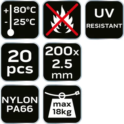 Produktbild von EXTREME Kabelbinder 2,5 × 200 mm, schwarz, 20 Stk.