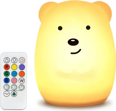 Produktbild von Kinder Nachtlicht, 9 Farben, ferngesteuert, aus Silikon, Touch-Bedienung, LED Nachtlampe für Kinderzimmer, Geschenk & Dekoration