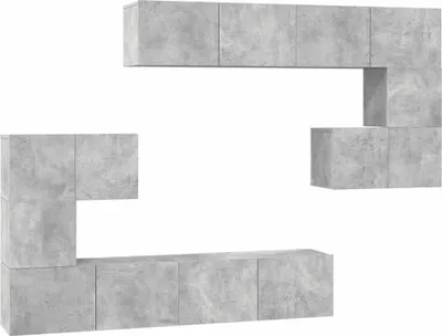 Produktbild von vidaXL 8-tlg. TV-Schrank-Set Betongrau Holzwerkstoff