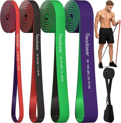Produktbild von Fitnessbänder 4 Stück, mit Türanker und Aufbewahrungstasche, für Krafttraining