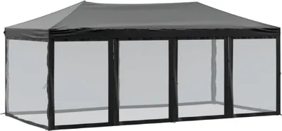 Image de Tente de réception pliable avec parois Noir 3x6 m