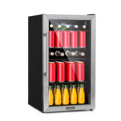 Produktbild von Klarstein Mini Kühlschrank mit Glastür, Mini-Kühlschrank für Zimmer, Getränkekühlschrank Klein mit Verstellbaren Ablagen, Kleiner Kühlschrank 98 Liter, Indoor/Outdoor Kühlschrank Leise