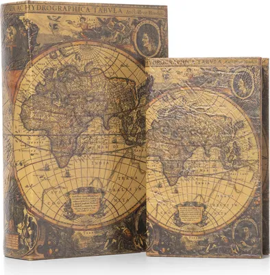 Produktbild von Moritz 2er Set Buchtresor Buchattrappe Deko Weltkarte Weltkugel Buch Safe Box Schatulle Buchhülle Geldversteck