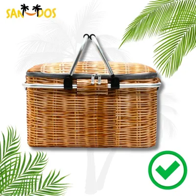 Produktbild von Thermo-Picknickkorb aus Weide, faltbarer Picknickkorb, Einkaufskorb