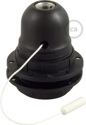Immagine prodotto di Creative-Cables Kit portalampada E27 in termoplastica con Doppia ghiera per Paralume e Interruttore a Tirante - Nero