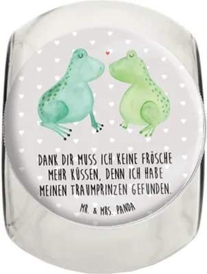 Produktbild von Mr. & Mrs. Panda Lebensmittelbehälter Frosch Liebe L 870ml - Grau Pastell - Geschenk, Hocheitstag, Hochzeitstag, Vorratsbehälter, Frischhaltedose, keksglas, Verheiratet