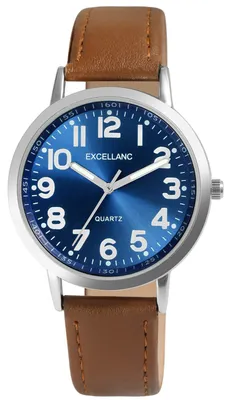 Produktbild von Excellanc Herren Armbanduhr Analog Quarz mit Kunstlederband & Leuchtzeigern
