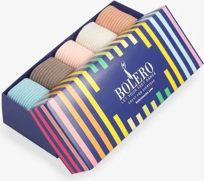 Produktbild von Jungengel 5er-Set Damen / Frauen Socken Baumwollmix, Pastellfarben, gerippt, bequem, elastisch, Casual Strümpfe, Geschenkbox Größe 36–40