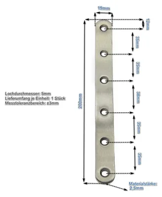 Produktbild von Edelstahl Verbinder 200x19mm Flachverbinder Lochplatte Platte Beschlag