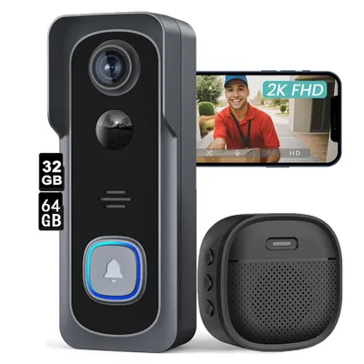 Produktbild von Wifi Video Türklingel, Smart Home Türklingel mit Kamera, Doorbell Kamera, 32&64GB Speicher Karte