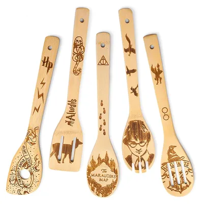 Produktbild von Bambus-Küchenlöffel-Set mit Harry Potter-Motiv, 5-teilig