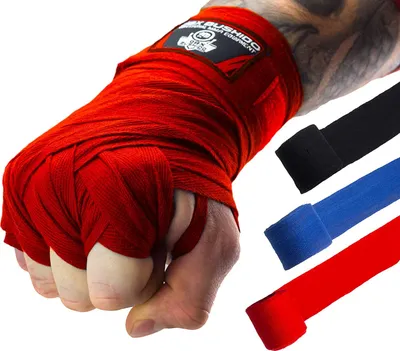 Obrázok produktu pre DBX BUSHIDO SPORT Bandáže na box - Bavlnené boxerské bandáže pre mužov - Flexibilné boxerské bandáže pre mužov so silným suchým zipsom - Boxerské bandáže pre bojové umenia (4 m, červená)