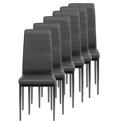 Obrázek produktu pro FURNIFY® Sada 6 jídelních židlí HYGGE | Pohodlné židle z umělé kůže do kuchyně a jídelny | Černá barva