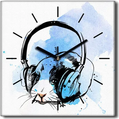 Produktbild von Coloray Uhr auf Leinwand 30x30 cm Wand Uhr Dekoration Wohnzimmer Segeltuch schwarze Hände -Aquarellschweintier