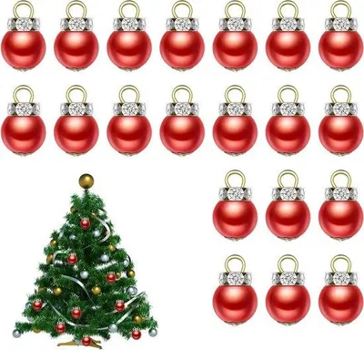 Productafbeelding van Verpakking met 20 kleine kerstballen, ideaal voor knutselprojecten en kerstboomdecoraties
