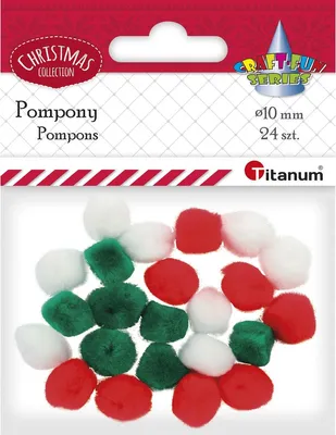 Produktbild von Pompons Mix Farben 10mm x 24 Stück Weihnachten Titanum